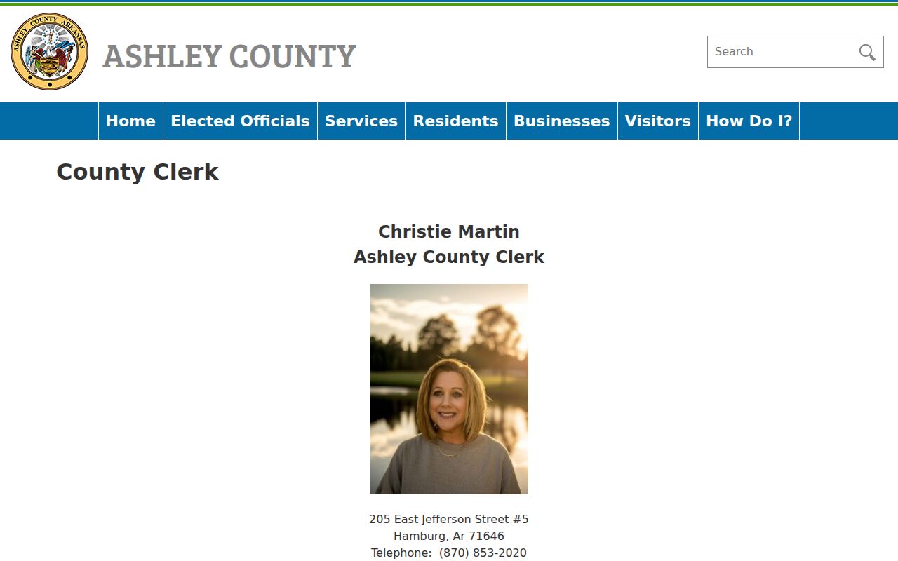 Ashley County criminal history county clerk page