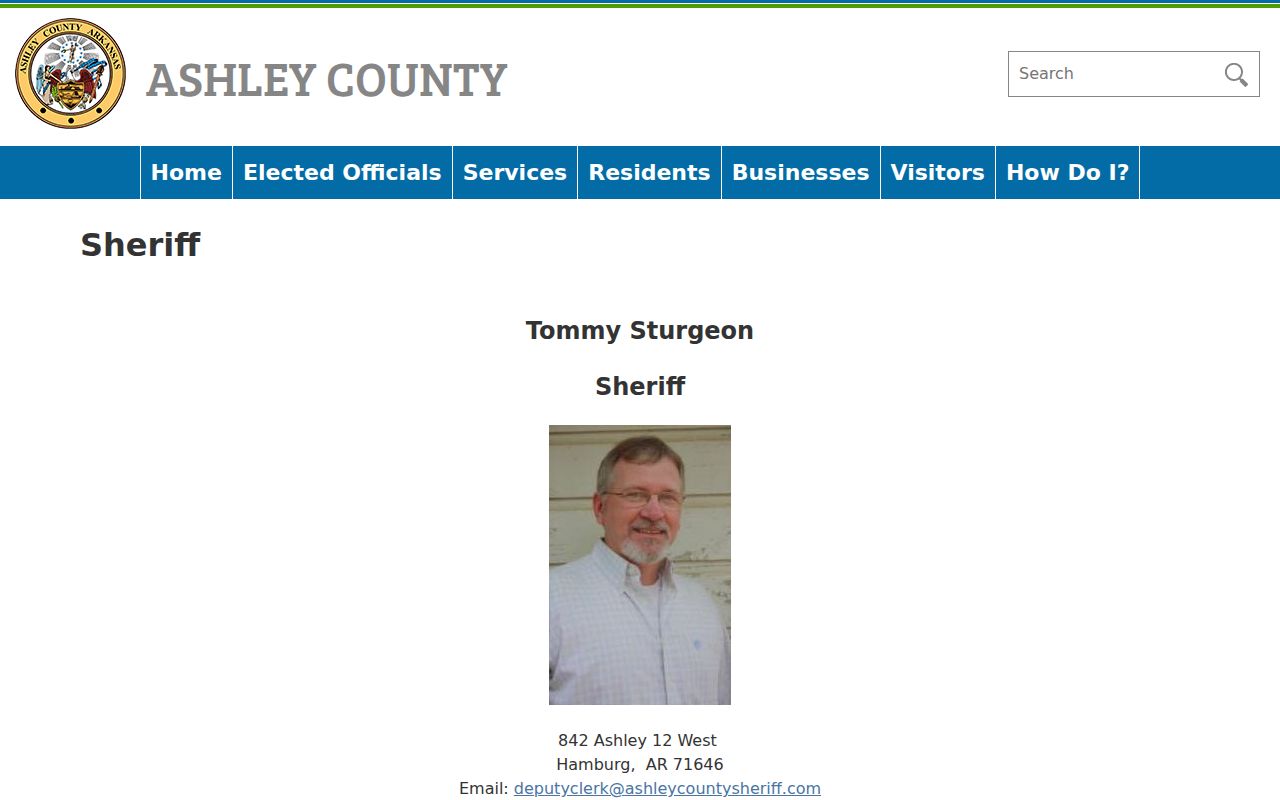 Ashley County criminal history sheriff page