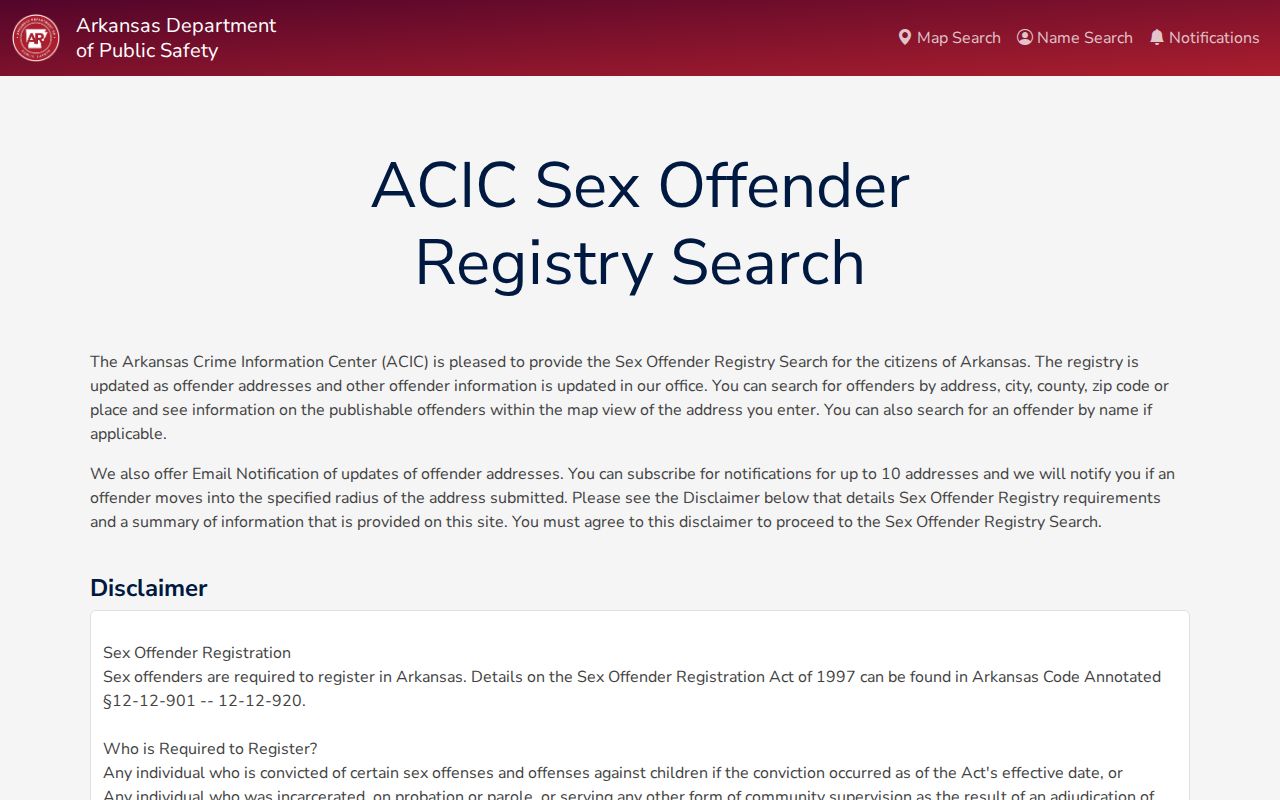 Ashley County sex offender check Arkansas registry search fields